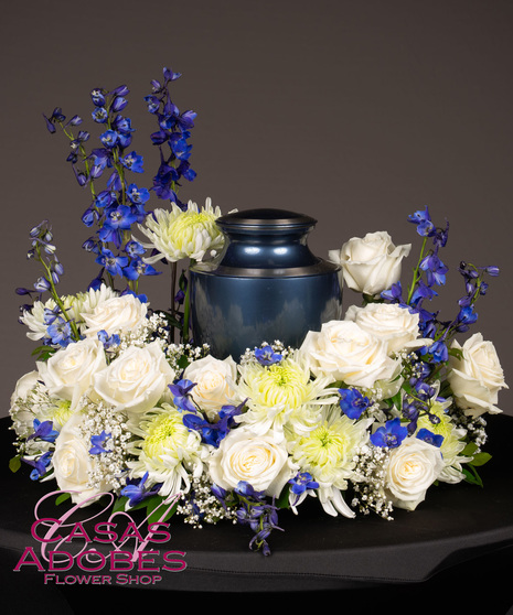 Blue and White Urn Wreath