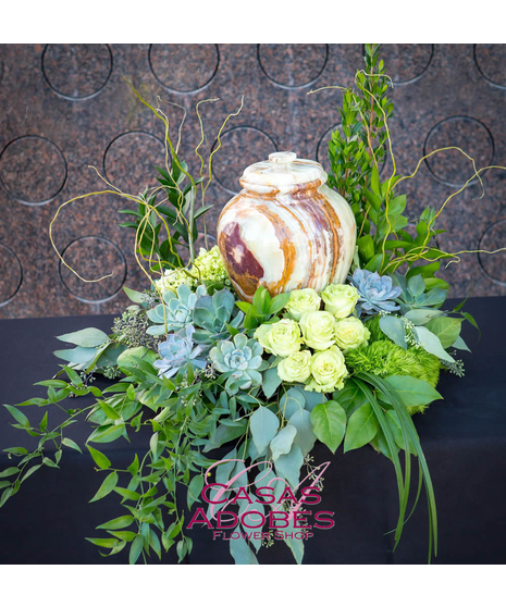 White Serenity Urn Funeral Flowers Arrangement