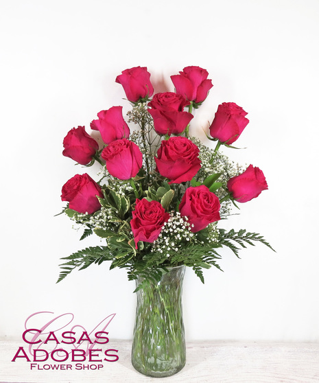 Dozen Hot Pink Roses